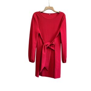 Red Long Sleeve Dress with Tie Front Detail, Women's‎ XL